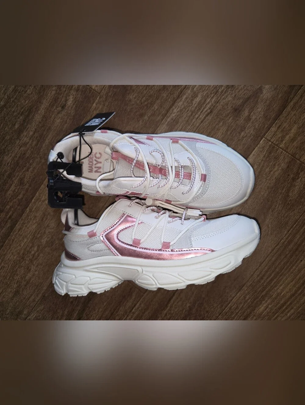 Madden NYC  Girls Chunky Trainer Sneakers - White with Rose Gold Accent *GIRLS 3